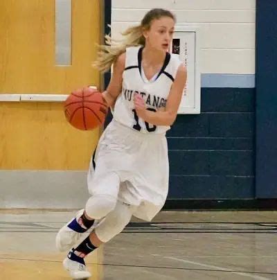 a female basketball player is running with the ball