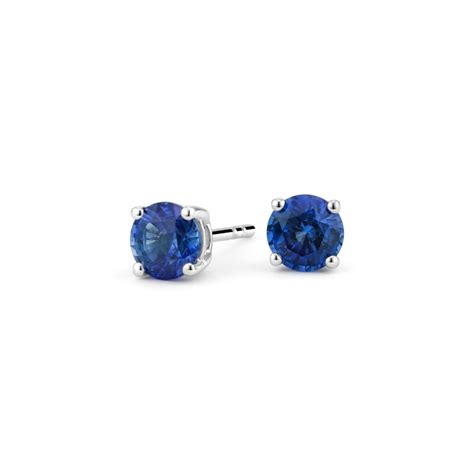 Sapphire Stud Earrings in 18K White Gold