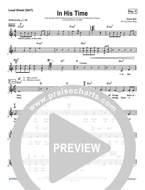 In His Time Sheet Music PDF (Maranatha Singers) - PraiseCharts