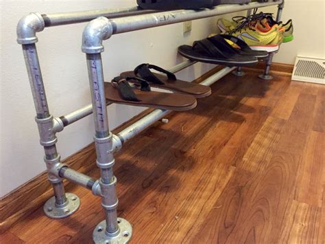 Rustic Industrial Pipe Shoe Rack by FourJunes on Etsy