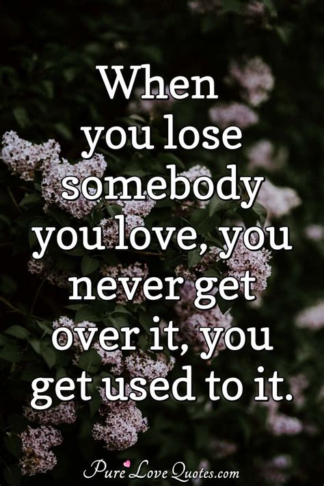 When you lose somebody you love, you never get over it, you get used to it. | PureLoveQuotes