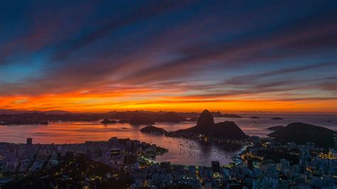 Gorgeous sunrise sky rio de janeiro city famous panorama 4k time lapse brazil Stock Footage,#de# ...