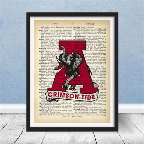 Vintage Alabama Crimson Tide Logo Football Fight Song Music Roll Tide Print Art | Football wall ...