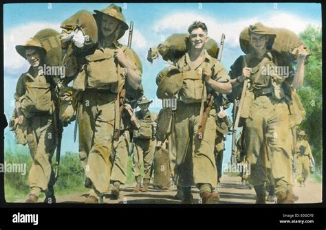 Unidentified Australian Army soldiers marching with full kits Stock ...