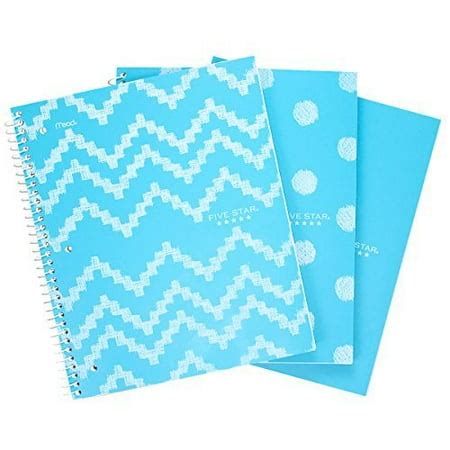 3pk Mead Five Star 1-Subject Spiral Notebooks 100 Sheets Wide Ruled ...