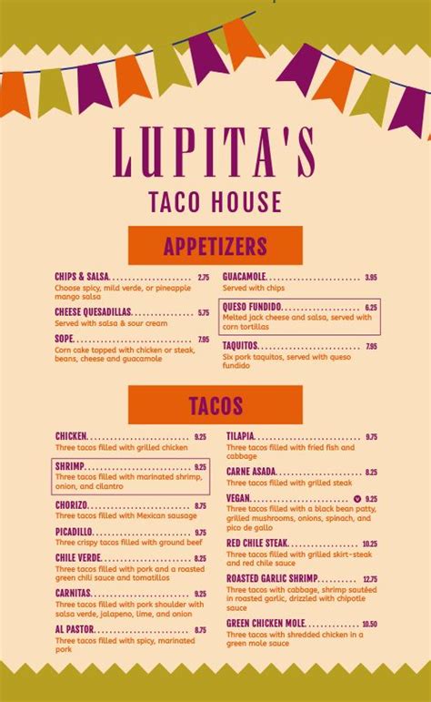 Colorful Taco House Menu Design Template by MustHaveMenus