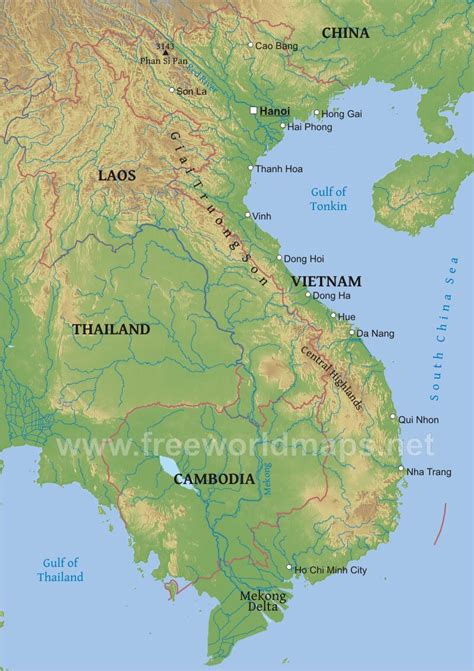 Vietnam Physical Map