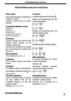 A Quick Review and a complete list of ALEKS Mathematics Formulas