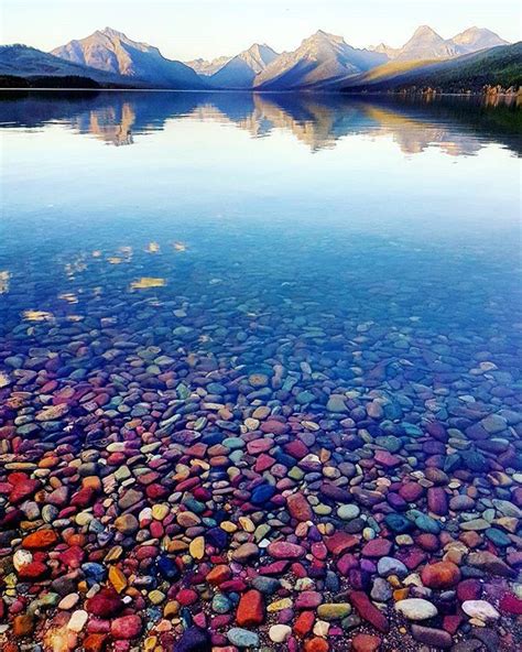 The rainbow array of rocks in Lake MacDonald was seriously amazing!! #myjawdroppedforsure # ...