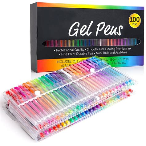 100 Pcs Gel Pen Set Colored Gel Pens WaterColoring Pen Gifts for Kids ...