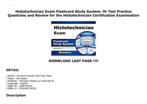 Histotechnician Exam Flashcard Study System: Ht Test Practice Questions and Review for the ...