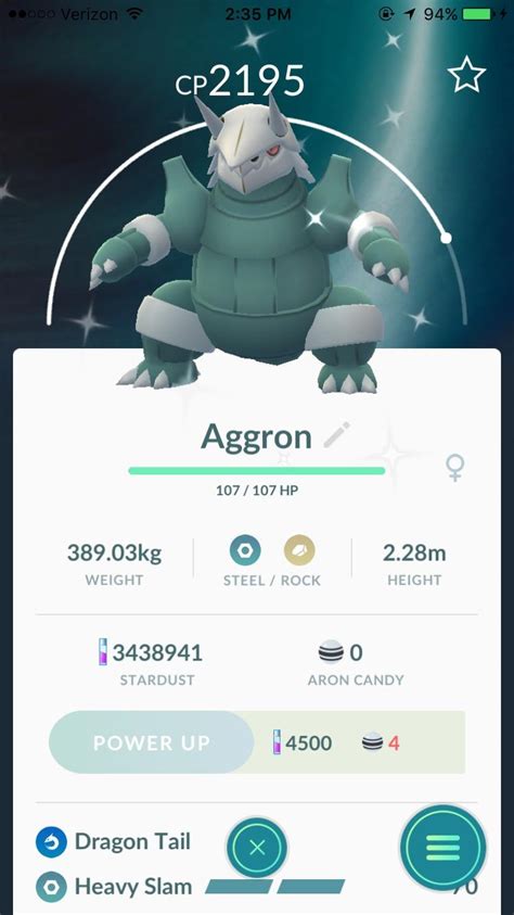 Here's how a Shiny Aggron looks : r/TheSilphRoad