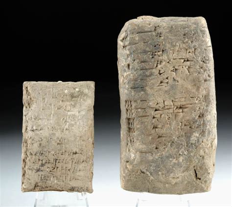 Lot of 2 Large Mesopotamian Clay Cuneiform Tablets