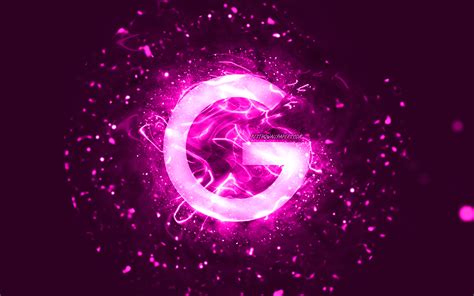 Download wallpapers Google purple logo, 4k, purple neon lights ...