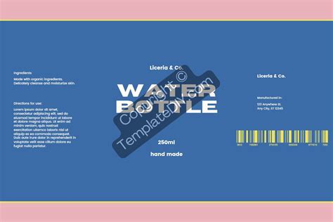 Water Bottle Label Template Printable in PDF & Word in 2023 | Water bottle labels template ...