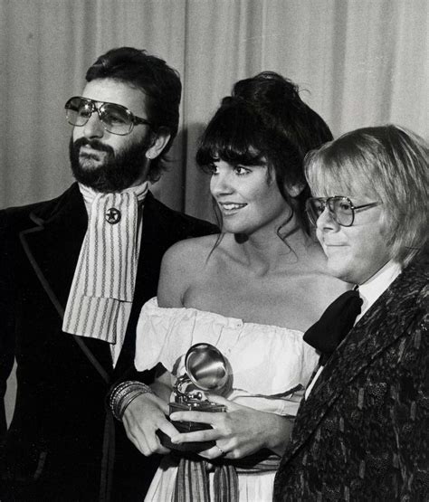 Singer Linda Ronstadt (C) with Ringo Starr and Paul Williams attending 19th Annual Grammy Awards ...