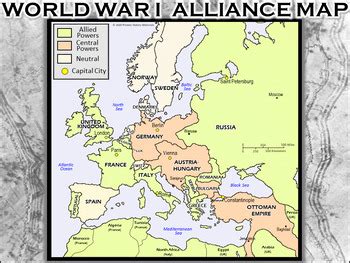 World War I Alliances Map (Great War) WWI Countries & Capitals | TPT