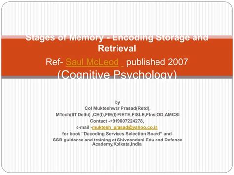 Stages of memory encoding storage and retrieval | PPT