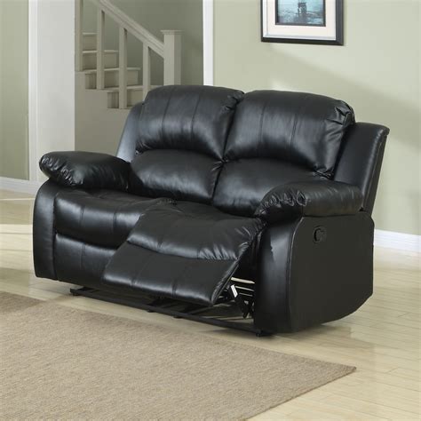 Homelegance Cranley Casual Black Faux Leather Reclining Loveseat at ...