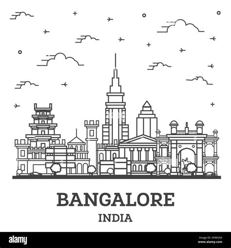 Outline Bangalore India City Skyline with Historic Buildings Isolated ...