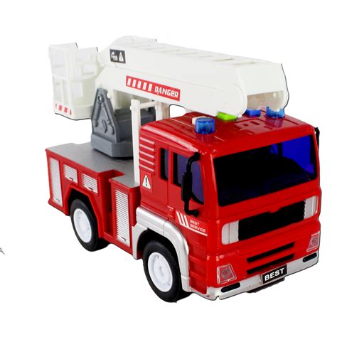 Children's Play Battery Operated - Realistic Sounds Red Fire Truck Toy ...