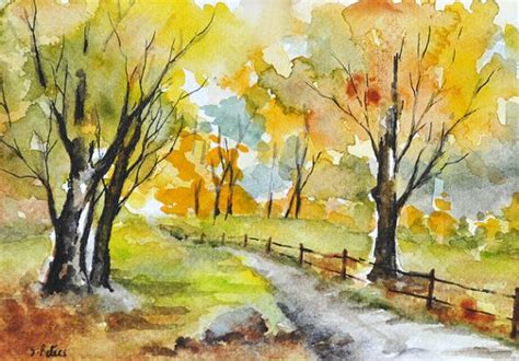 ORIGINAL+Watercolor+Painting+Autumn+Forest+by+ArtCornerShop | Watercolor paintings, Painting ...