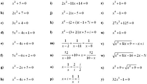 Math Exercises & Math Problems: Complex Numbers and Complex Equations