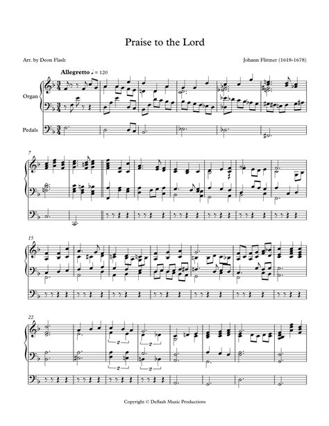 Praise to the Lord (arr. Deon Flash) by Deon Flash Sheet Music for Instrumental Solo at Sheet ...