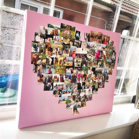 Heart Shape Collage on Canvas in glowing pink | Heart shaped collage, Shape collage, Canvas ...