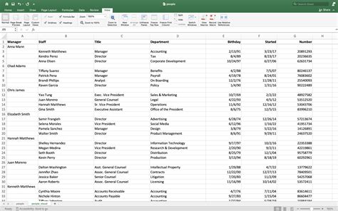 Organization Structure in Excel