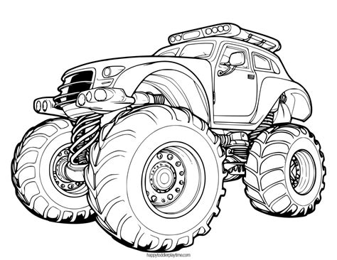 Free Monster Truck Coloring Pages for Kids - Happy Toddler Playtime