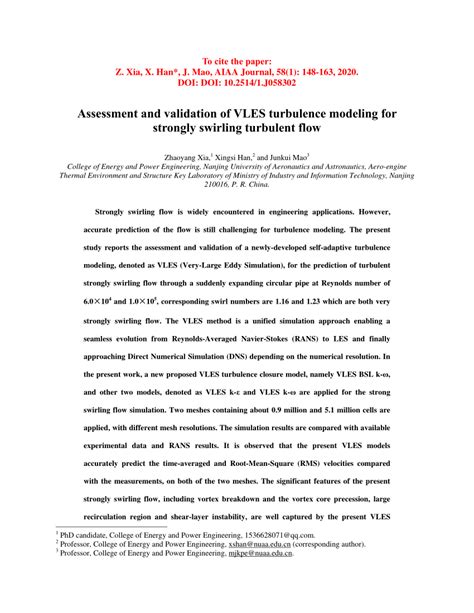 (PDF) Assessment and Validation of Very-Large-Eddy Simulation ...