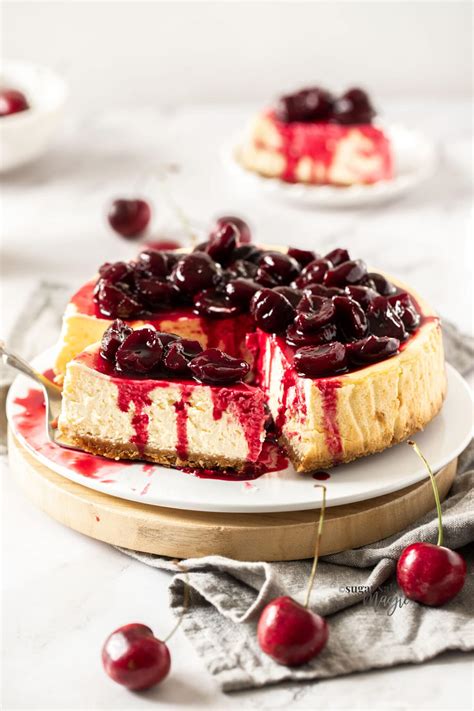 Easy Baked Cherry Cheesecake - Sugar Salt Magic