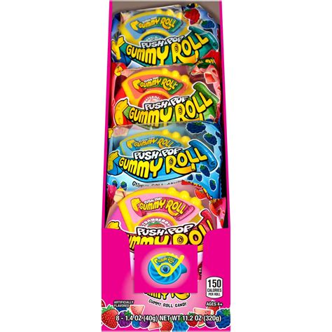 Push Pop Gummy Roll Variety Pack, Assorted Flavors Gummy Candy, Strawberry, Blue Raspberry ...