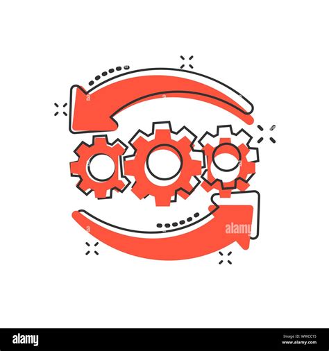 Operation project icon in comic style. Gear process vector cartoon illustration on white ...