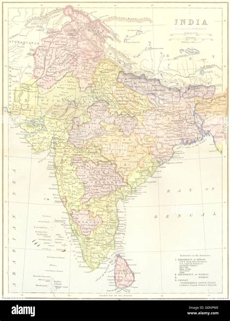 INDIA: India, 1870 antique map Stock Photo - Alamy