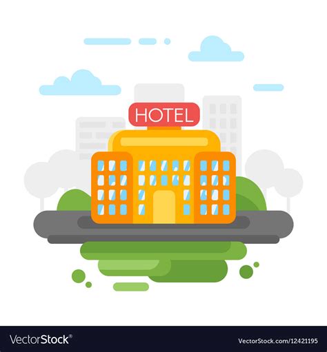 Flat style of hotel Royalty Free Vector Image - VectorStock