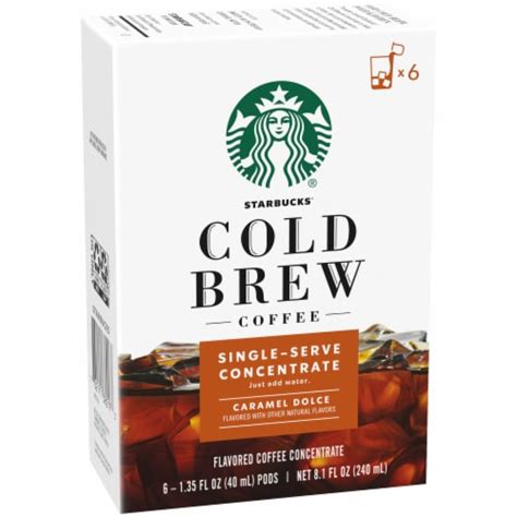 Starbucks Caramel Dolce Cold Brew Coffee Concentrate Single Serve Pods, 6 ct / 1.35 fl oz - Fry ...