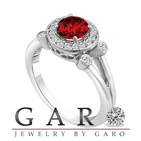 Fancy Red Diamond Engagement Ring 1.01 Carat 14K White Gold Unique Halo ...