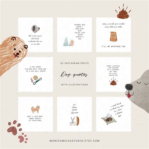 Dog Instagram Quotes Instagram Posts With Hand Drawn - Etsy