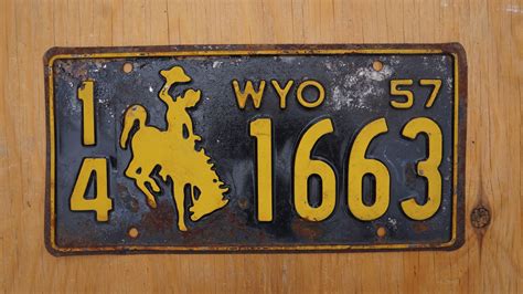 1957 Wyoming Cowboy Horse License Plate 14 1663 | Etsy