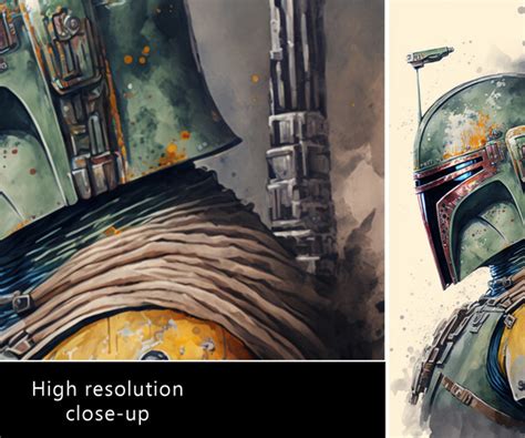 ArtStation - Watercolor Boba Fett portrait | Mandalorian Helmet ...