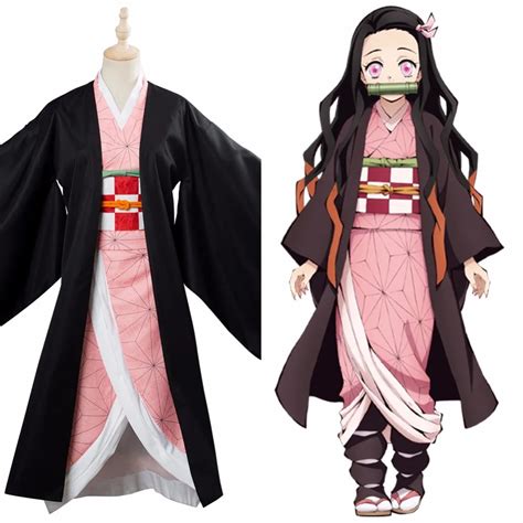 Demon Slayer Blade of Demon Destruction Kamado Nezuko Cosplay Costume Kimono Outfit Adult ...