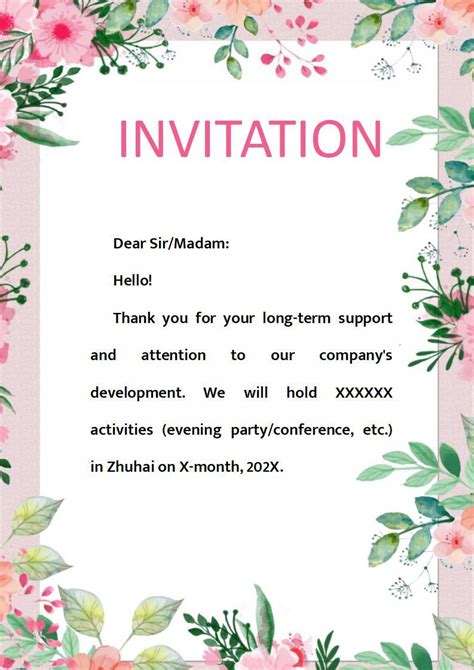 WORD of Flower Invitation Letter.docx | WPS Free Templates