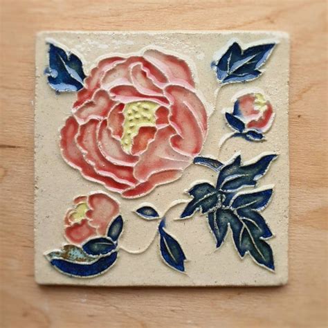 Floral Ceramic Tiles Set of 4 Accent Tiles for Backsplash | Etsy | Handmade tiles art, Tile art ...