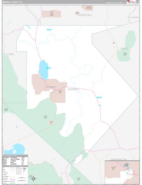 Mineral County, NV Wall Map Premium Style by MarketMAPS - MapSales