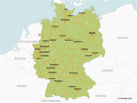 Vector map of Germany with Roads and largest Cities : r/geography