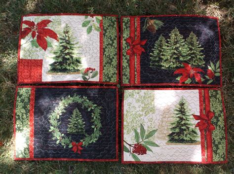 Christmas quilted placemats set of four holiday placemats | Christmas placemats, Etsy christmas ...