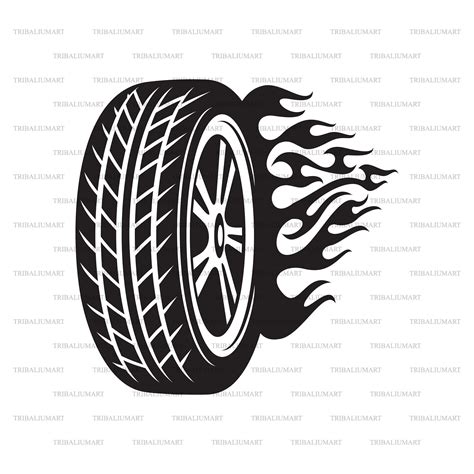 Race Tire With Flame sport Wheel Tyre. Cut Files for - Etsy