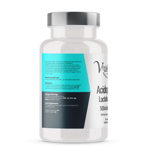 Acidophilus Lactobacillus Enzyme Capsules VividLush Supplement 500 Mil